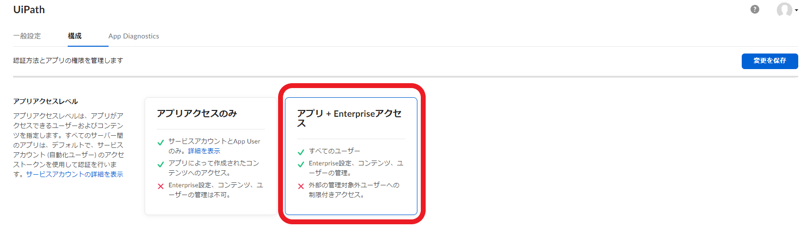 アプリ＋Enterpriseアクセス